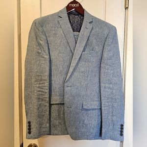 Bar III Men's Blue Linen Suit, Size 38S
